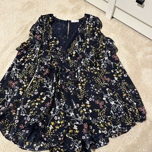 Lush Blue and Silver Ruffled Wrap Romper